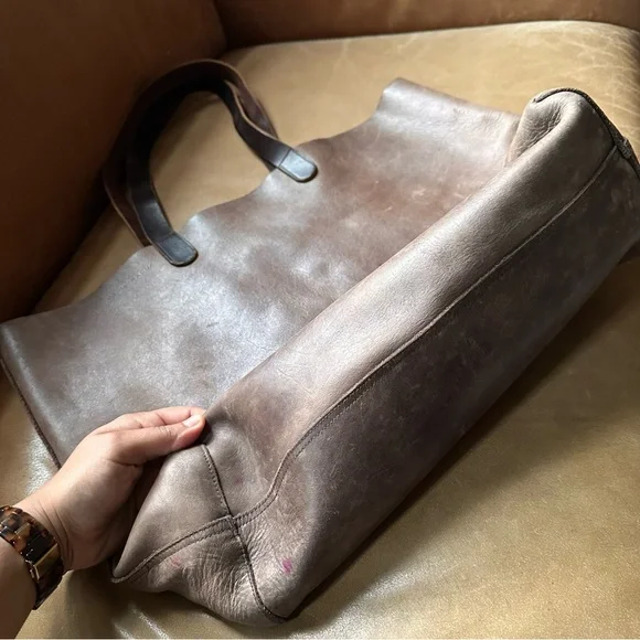 Basil Racuk amazing brown leather tote work bag laptop travel roomy unisex - Picture 6 of 14